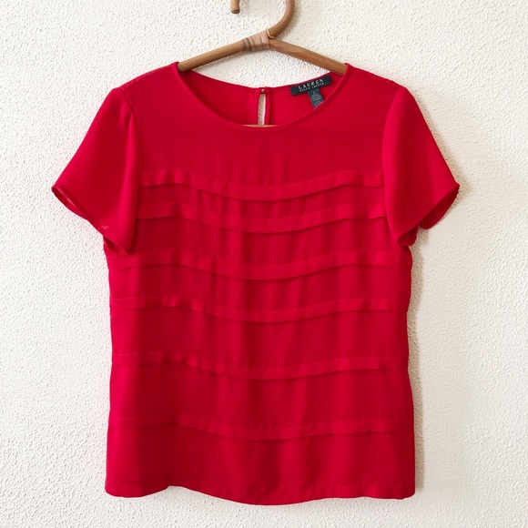 LAUREN Ralph Lauren Tiered Red Blouse S